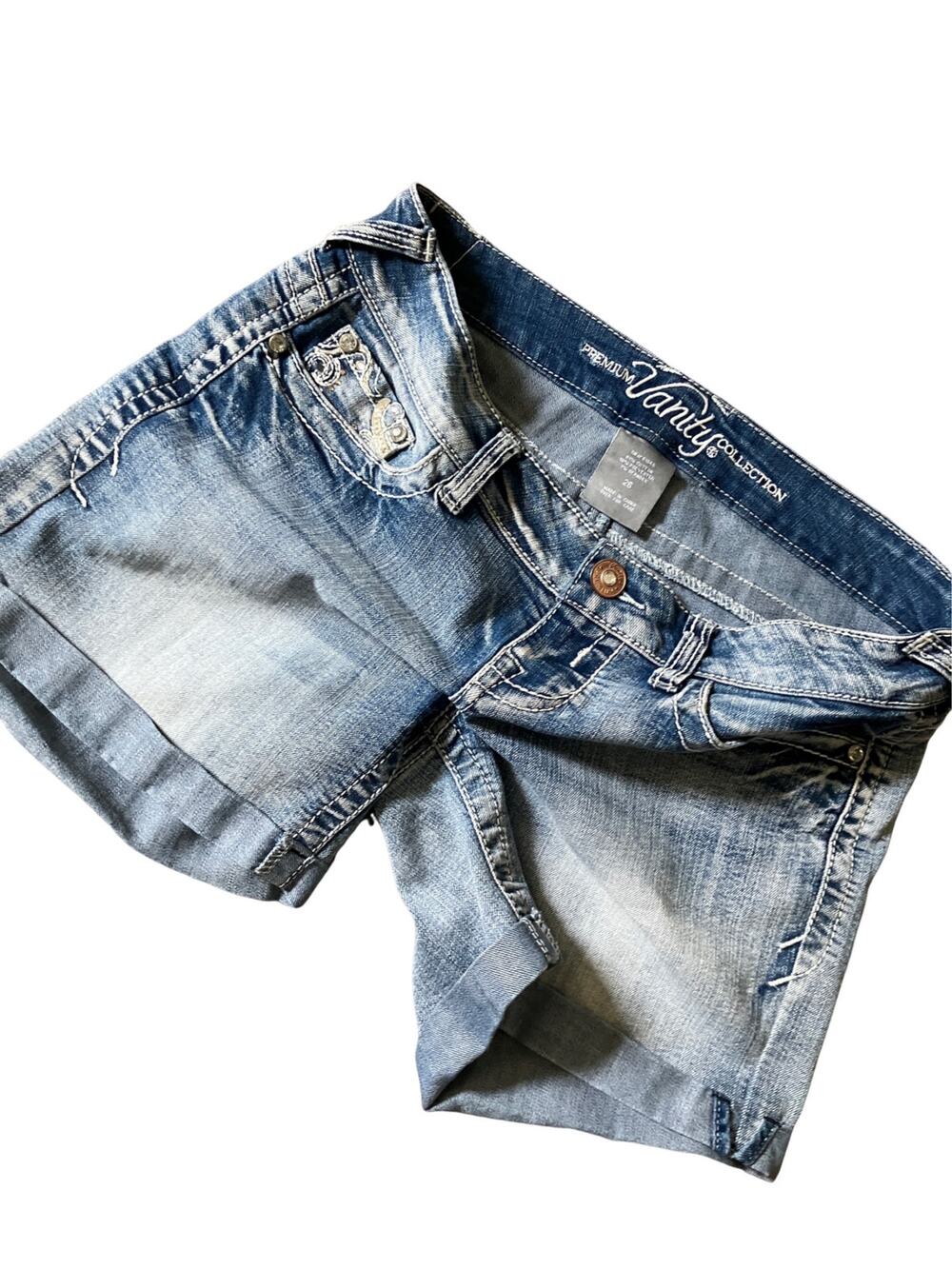 Vanity Iconic Cuffed Denim Shorts Size26
